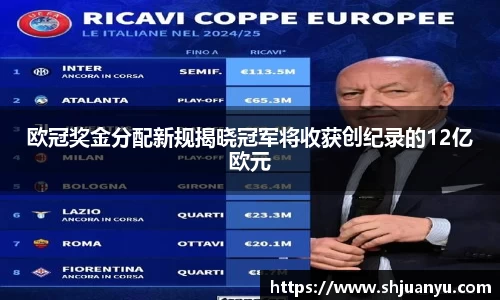 欧冠奖金分配新规揭晓冠军将收获创纪录的12亿欧元